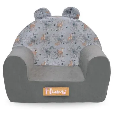 Immagine prodotto di Poltrona Flumi per bambini grigio con cerbiatti, poltroncina 56x42 cm, seduta per sala giochi