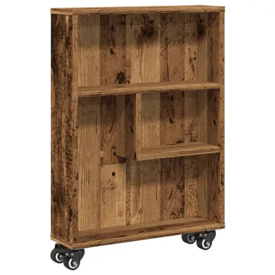 Obrázek produktu pro Úzký úložný vozík old wood 48 x 13 x 68 cm kompozitní dřevo