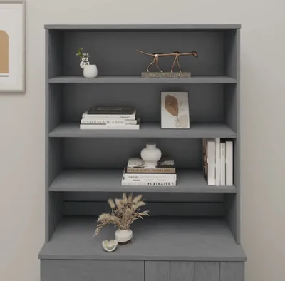 Image de The Living Store Dessus de meuble haut HAMAR gris foncé 90x30x100 cm bois massif