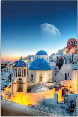 Produktbild von Wallario Outdoor-Poster für Garten oder Balkon, Motiv Urlaub auf Santorini, in ca. 61 x 91,50 cm