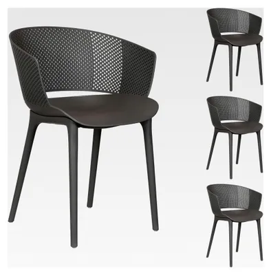 Produktbild von Gartenstuhl OLINDO 4er Set grau - In- & Outdoor Stühle aus Kunststoff, UV-beständig und robust, Schalenstühle für Balkon, Terrasse oder Esszimmer