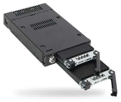 Zdjęcie produktu dla Icy Dock ToughArmor MB834M2K-B, Obudowa SSD, M.2, SAS, 32 Gbit/s, Hot-swap, Czarny