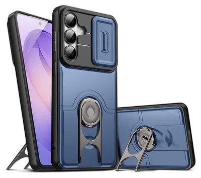 Produktbild von Handyhülle für Samsung Galaxy S26 mit Dia Kameraschutz und Ringhalter Ständer, Stoßfeste Hybrid Schutzhülle Blau