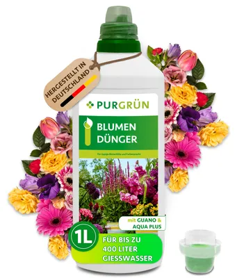 Produktbild von Purgrün Blumendünger | Flüssigdünger mit Guano & Aqua Plus | 1L