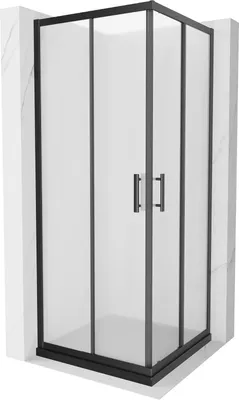 Zdjęcie produktu dla Mexen Rio kabina prysznicowa kwadratowa 70 x 70 cm, szron, czarna + brodzik Flat, czarny - 860-070-070-70-30-4070B