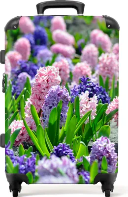 Produktbild von NoBoringSuitcases.com® Großer Koffer - Blumen - Hyazinthe - Rosa - Violett - Botanisch - Kombinationsschloss TSA - Hartschalen Trolley 4 Rollen - 72 liter - Reisekoffer - 66 cmKoffer Mittelgroß 67x43x25 cm, 72L,