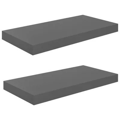 Image de Étagère murale flottante 2 pcs Gris brillant 50x23x3,8 cm MDF
