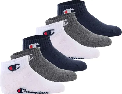 Produktbild von Champion Kinder Socken, 6er Pack - Quarter, Logo, einfarbig Blau/Weiß/Grau 27-30
