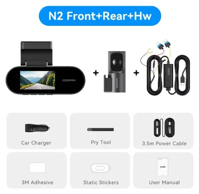 Produktbild von 2K Dashcam - Auto-DVR - 2 Kanäle - ADAS - 24-h-Parküberwachung - Nachtsicht - WLAN-App-Steuerung - Ohne SD-Karte