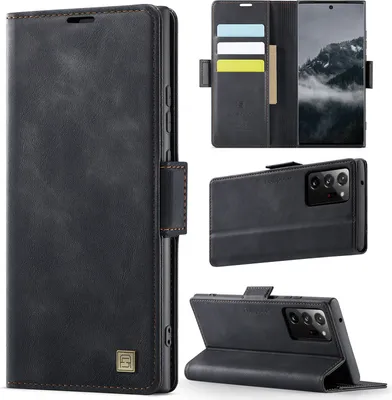 Image de Étui en cuir pour Samsung Galaxy Note20 Ultra / Note 20 Ultra 5G, protection RFID, fermeture magnétique, fentes pour cartes et support Noir