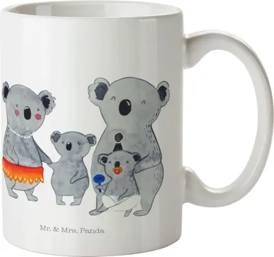 Produktbild von Mr. & Mrs. Panda Becher Koala Familie - Weiß - Geschenk, Keramiktasse, Family, Trinkbecher, Kinder, Schwester, Koalas, Kaffeetasse, Tasse, Teetasse