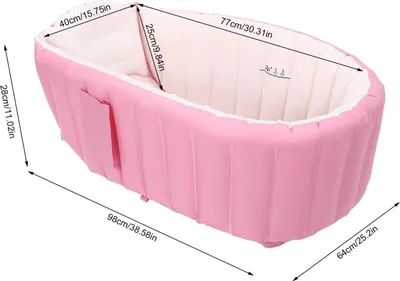 Immagine prodotto di Vaschetta da bagno per neonati - Gonfiabile e pieghevole - Con schienale - Portatile - 0-3 anni - PVC - Rosa