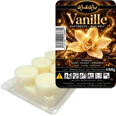 Produktbild von WonderWax Duftwachs Wax Melts für Duftlampe, 6 Kreise Duftmelt Wachsmelt Sojawachs Duftwachs Würfel für Raumdüfte, Wachs Duftöl Winter Indoor Schmelzen für Aromalampe Vanille