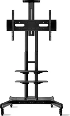 Immagine prodotto di ONKRON Supporto mobile per TV da 50 a 83 pollici con ripiani, regolabile in altezza, nero