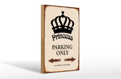 Produktbild von Holzschild Spruch 20x30cm Princess parking only Krone