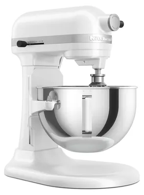 Produktbild von KitchenAid 5KSM55SXXEWH, Standmixer, Weiß, Schlagen, Kneten, Mixen, Rührer, 1,1 m, 5,2 l, Edelstahl