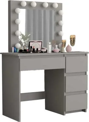 Produktbild von Schminktisch Mit Spiegel Mit Beleuchtung 12X Led Grau