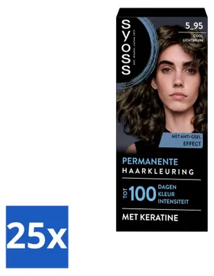 Productafbeelding van 25 x SYOSS Permanente Haarkleur 5-95 – Koel blondbruin – Voordeelverpakking – 25 stuks