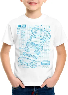 Produktbild von style3 SNES Controller Blaupause Kinder T-Shirt 16-Bit Videospiel