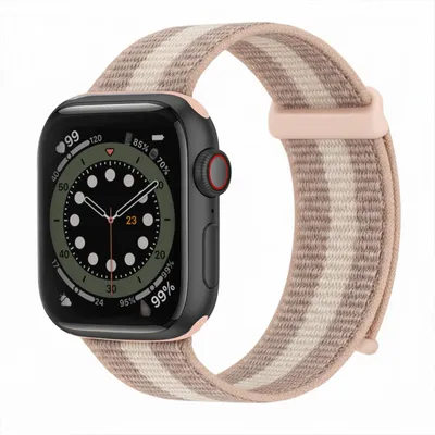 Produktbild von Smartwatch Armband für Apple Watch SE 3 44mm Nylon Textil Band Ersatzband Wechselband Klettverschluss flexibel atmungsaktiv Rosa