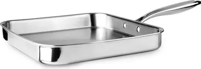 Produktbild von Ibili Triply Natural Grillpfanne, Edelstahl/Aluminium, 28x28x4 cm, Silber