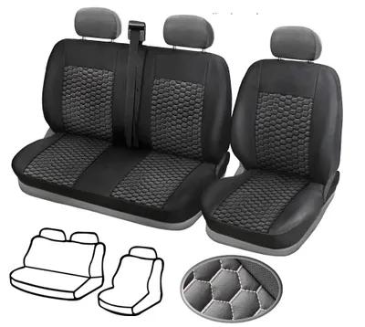 Immagine prodotto di 1+2 coprisedili in ecopelle per Fiat Ducato 2006-2019 Nero/Bianco Cuciture Nou