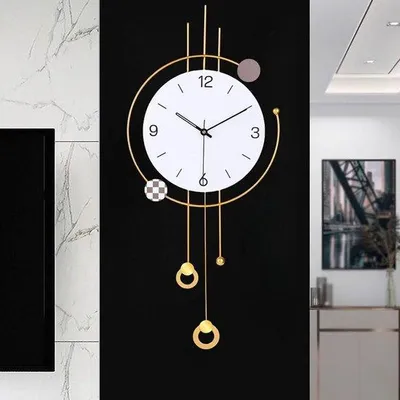 Image de Grande horloge murale moderne pour la décoration du salon, 33 x 76 cm, à piles, sans tic-tac, noire, en bois