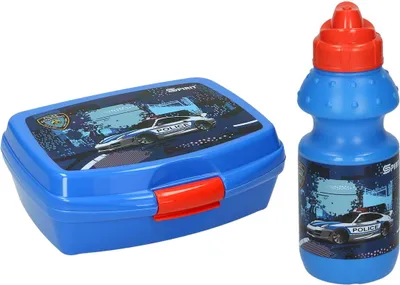 Produktbild von 2 tlg. Set Polizei Trinkflasche und Brotdose Brotbüchse Lunchbox Police