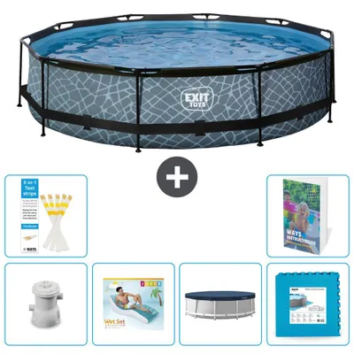 Zdjęcie produktu dla Basen Exit Pool okrągły – imitacja kamienia – 360 x 76 cm – 7 elementów  S311