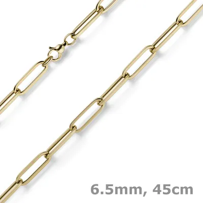 Produktbild von 6,5mm Paper Clip Kette Halskette Collier aus 585 Gold Gelbgold 45cm