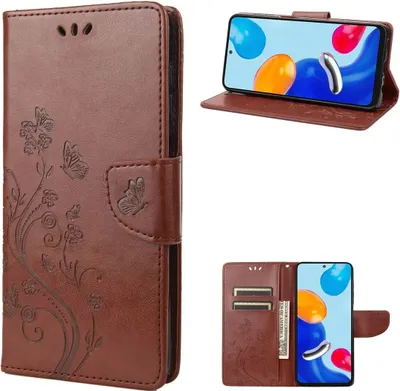 Produktbild von König Design Hülle kompatibel mit Xiaomi Redmi Note 11 / Note 11S Global Kunstleder Handyhülle - Handy Case Braun