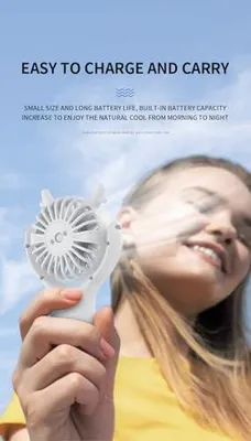 Produktbild von Mini Handventilator mit Feuchtigkeitsfunktion, Tragbarer Taschenventilator USB-C Wiederaufladbarer, 3 Geschwindigkeiten Ventilator für Reisen/Sommer (Weiß)