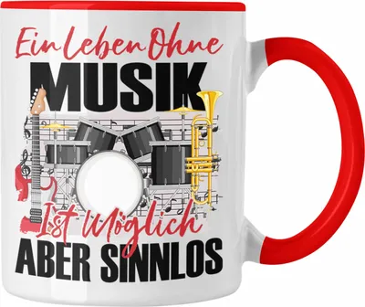 Produktbild von Trendation - Musiker Tasse Geschenk Spruch Band Geschenkidee Ein Leben Ohne Musik (Rot)