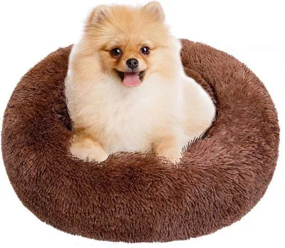 Produktbild von Famanu Donutbett für Haustiere - Weiche, runde Kuschelhöhle - 50 cm braun