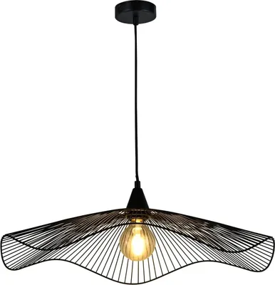Produktbild von LQWELL® LED Pendellampe Schwarz Hut Linie, Retro Hängelampe Hängeleuchte E27 Vertigo Lampe Höhenverstellbare Kronleuchter,[Energieklasse E]
