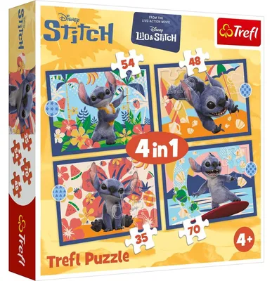 Immagine prodotto di TREFL Puzzle 4 in 1 Lilo e Stitch, Vacanza alle Hawaii 34666