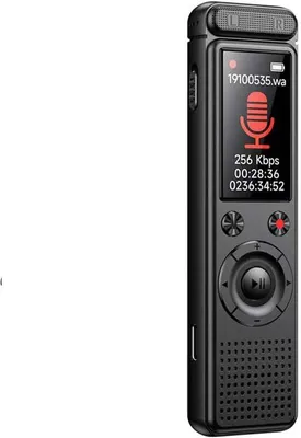 Productafbeelding van Spraakrecorder - Draagbare, oplaadbare spraakrecorder met heldere geluidskwaliteit. Geschikt voor vergaderingen, interviews. 64GB opslagcapaciteit. Zwart