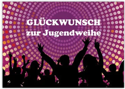 Produktbild von 4x Coole poppige Grußkarte zur Jugendweihe für Mädchen: Glückwunsch zur Jugendweihe