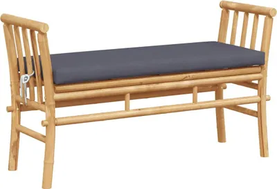 Immagine prodotto di vidaXL Panca da giardino con cuscino Marrone 110 x 38 x 65 cm Bambù