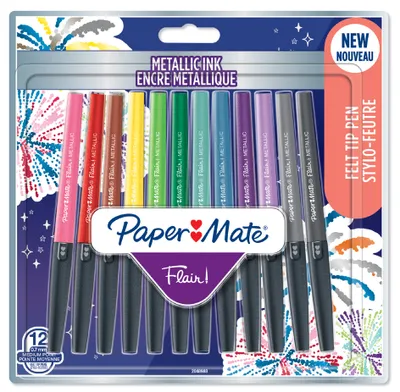 Produktbild von PAPER MATE Faserschreiber Flair 12er METALLIC M 0.7 mm Blister