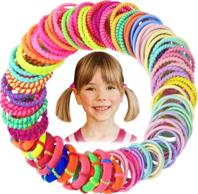 Produktbild von 100 Stück Mädchen Haargummis Set Elastisch Bunt Pferdeschwanz Haarschmuck