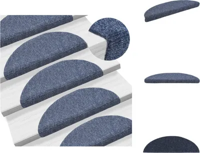 Produktbild von vidaXL 15 Stk. Selbstklebende Treppenmatten Nadelvlies 56x17x3cm Blau -  Stufenteppiche