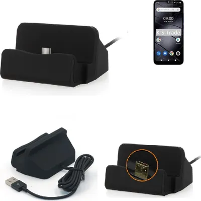 Produktbild von K-S-Trade Dockingstation kompatibel mit Gigaset GS110 Docking Station Micro USB Tisch Lade Dock Ladegerät Charger inkl. Kabel zum Laden und