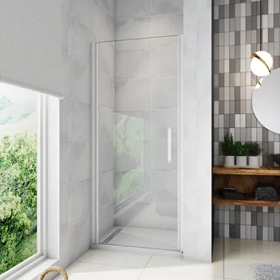 Produktbild von 90x185cm Drehtür Eckeinstieg Pendeltür&Schwenktür ESG-Glas Duschabtrennung Duschkabine