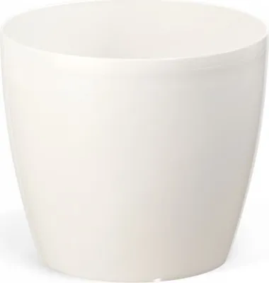 A white planter pot is shown against a white background.