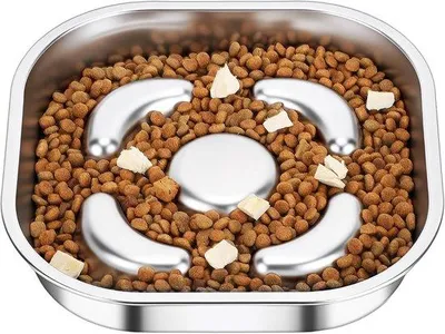 Produktbild von Famanu Slow Feeder Hundenapf - Edelstahl, anti-rutsch, gesundes Fressen (23 cm Durchmesser)