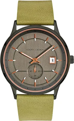 Produktbild von ADORA AD8360 Herrenuhr Quarzuhr Leder Edelstahl 5Bar grün