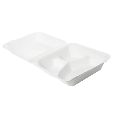 Produktbild von Duni Bagasse Menüboxen 3geteilt weiß 50 Stück