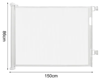 Image de Barrière de sécurité pour bébés et animaux domestiques - Barrière de sécurité pour escaliers et portes - Largeur 150 cm - Plastique - Intérieur/extérieur - Blanc