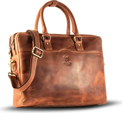 Produktbild von MATADOR Laptoptasche Leder MONACO Handgefertigt bis 17 Zoll Braun